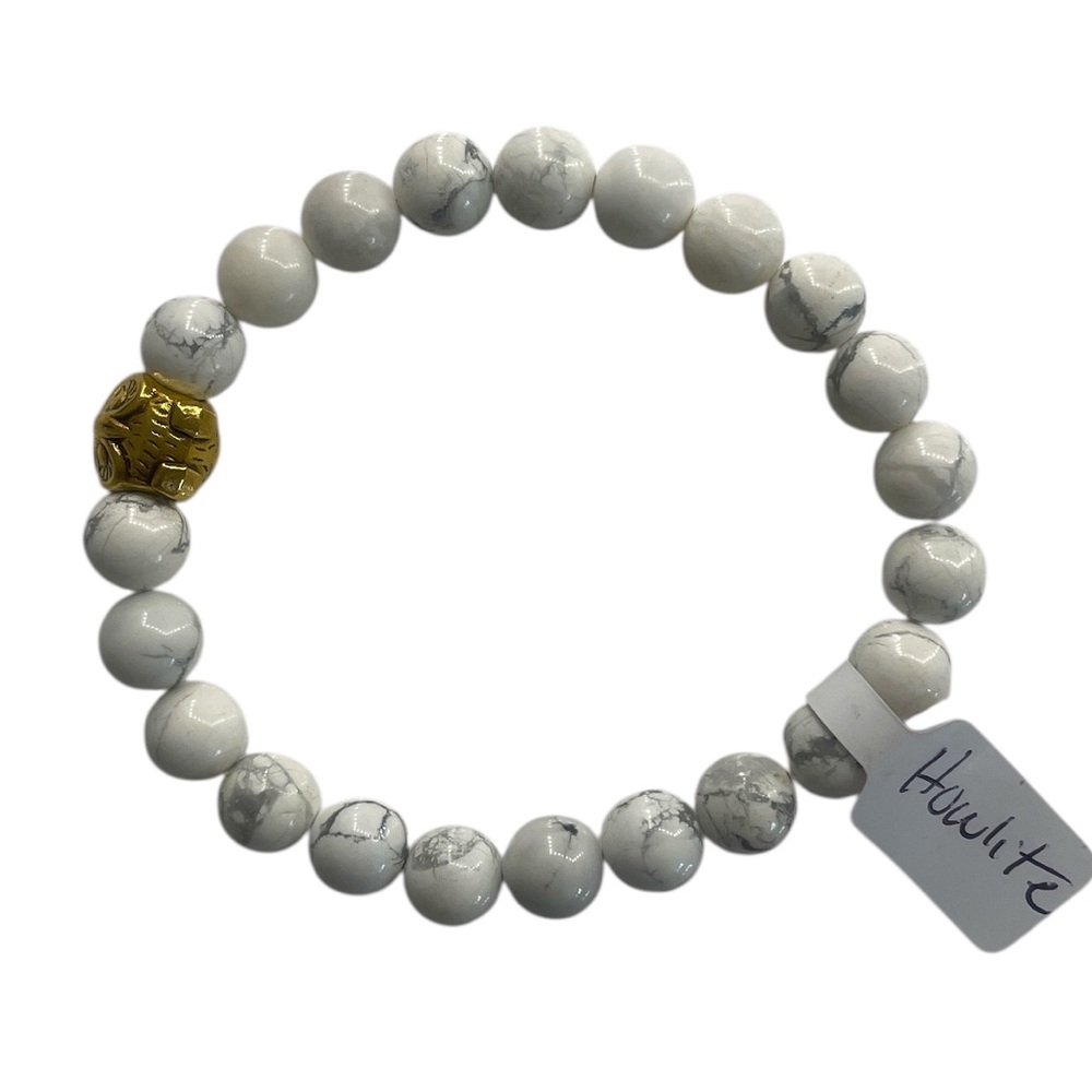 Howlite White,Grey, gemstone, Bracelet